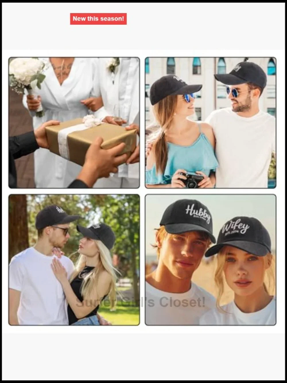 Hubby and Wifey Baseball Cap Set for Couples Wedding Anniversary Gifts